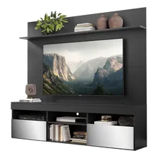 Rack Com Espelho E Painel Com Suporte Tv 65 Madri V3368 Cor Preto Foto  mini 1