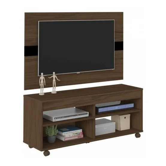 Rack Com Painel Para AtĂ© 42 Polegadas Cross Ii Artely Djwt Cor AmĂȘndoa/Preto Foto 1