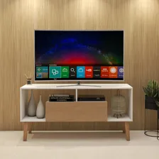 Rack Estante Tv Sala Madeira Com Pé Bancada Gaveta Branco Foto mini  2