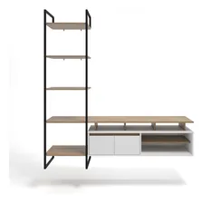 Rack Industrial Home Theater C/ Estante Ferro E Madeira Cor Lamina/Preto/Branco Foto mini 4
