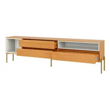 Rack Mdf 224cm 3 Gavetas E 2 Nichos Freijó/off White Foto mini  3