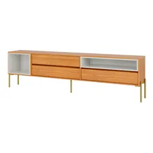 Rack Mdf 224cm 3 Gavetas E 2 Nichos Freijó/off White Foto mini  2