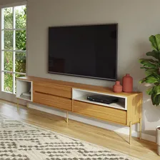 Rack Mdf 224cm 3 Gavetas E 2 Nichos Freijó/off White Foto  mini 1