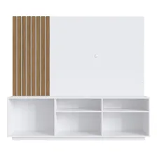 Rack Painel Tv Até 65 Ripado 180cm Branco/mel Foto mini  3