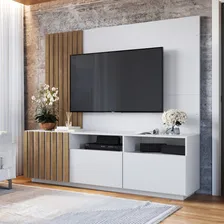 Rack Painel Tv Até 65 Ripado 180cm Branco/mel Foto  mini 1