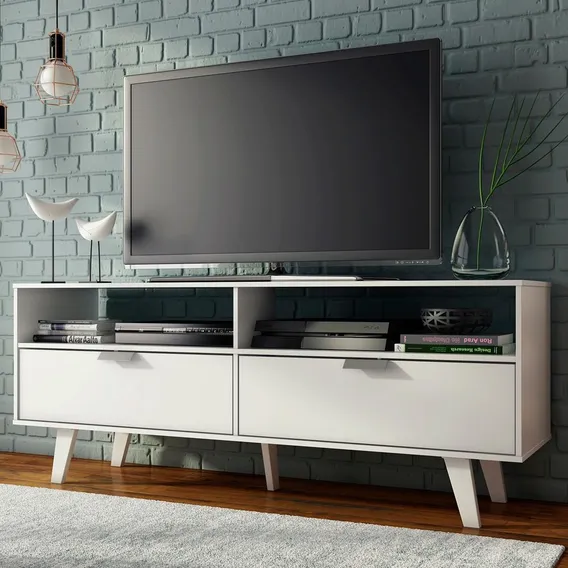 Rack Para Tv Até 55 Polegadas Madesa Oslo Com 2 Portas Cor Branco 6019091 Foto 1