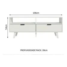 Rack Para Tv Até 55 Polegadas Madesa Oslo Com 2 Portas Cor Branco 6019091 Foto mini  3