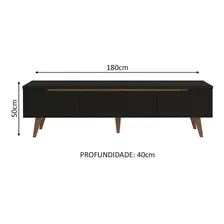 Rack Para Tv Até 75 Polegadas Madesa Reims 2 Portas 1 Gaveta Cor Preto 691709ACP Foto mini  3