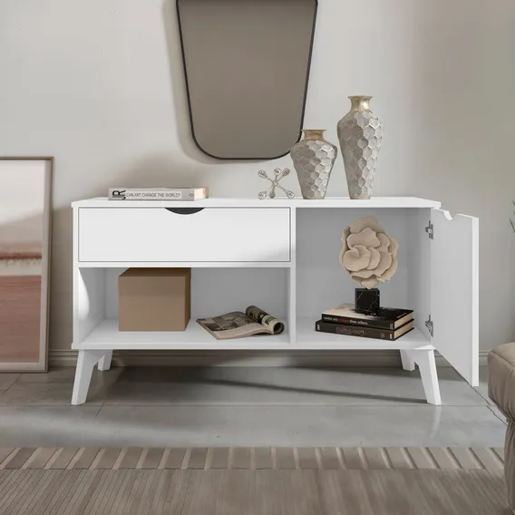 Rack RV M贸veis Rack Para TV London branco de mdp Foto 1
