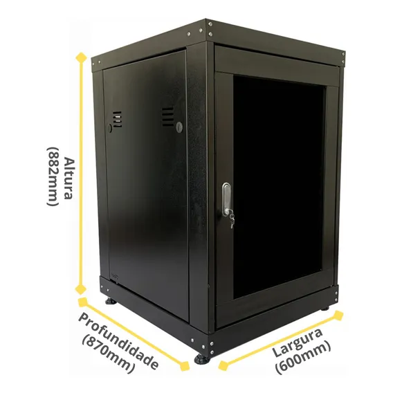Rack Servidor Piso 16u X 870mm Flex Desmontável Padrão 19 Cor Preto Foto 1