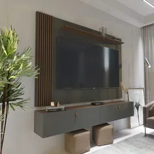 Rack Suspenso Com Painel Suspenso Para Tv Até 70 Polegadas Cor Cinza Foto  mini 1