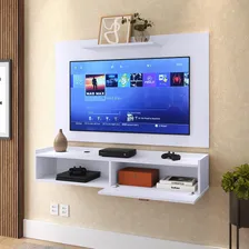 Rack Suspenso Pequeno Painel Parede Quarto Tv Estante Sala Cor Branco Brilho Foto mini  3