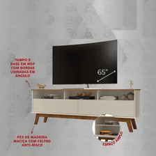Rack Tv Até 65 Polegadas 2 Portas Retrô Multimóveis Cr45291 Cor Cinamomo/Off white Foto mini  3