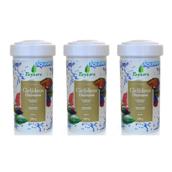 Ração Ciclideos Onivoros 100g Poytara Kit 3 Unidades Foto 1