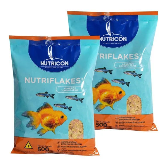 Ração Flocos Nutriflakes 1kg Com 2 Pacotes 500g Nutricon Foto 1