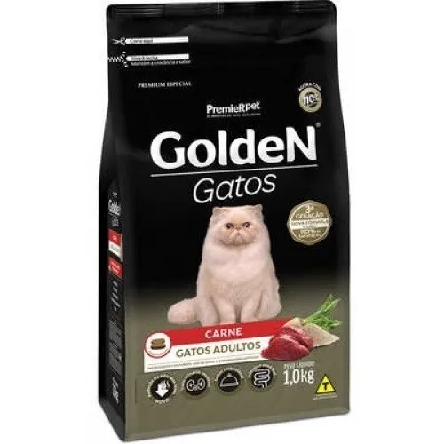 Ração Golden Gatos Adultos Sabor Carne 1Kg Foto 1