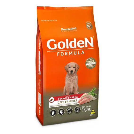 Ração Golden Para Cachorro Filhote Frango E Arroz 15kg Foto 1