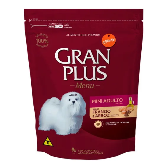 Ração Gran Plus Cães Ad Mini Pequenos Frango E Arroz (3kg) F Foto 1