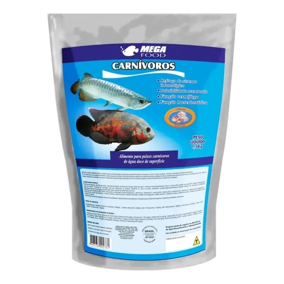 Ração Mega Food Carnivoros De Superfície 1,5kg Com Alho Foto 1