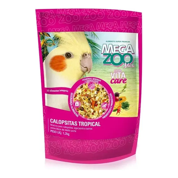 Ração Megazoo Mix Calopsitas Tropical 1,2kg Alimento Foto 1