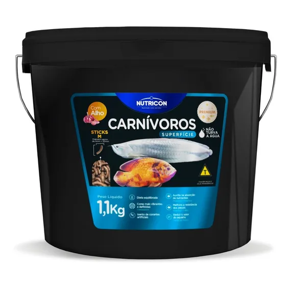 Ração P/ Peixe Carnivoros Superfície Nutricon 1,100kg-balde Foto 1
