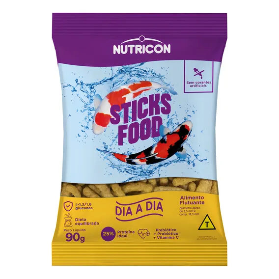 Ração Para Carpa Nutricon Sticks Food Dia A Dia 90g Foto 1