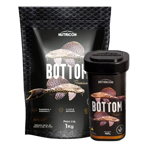 Ração Peixe De Fundo Nutricon Bottom Fish 450g + Refil 1kg Foto 1