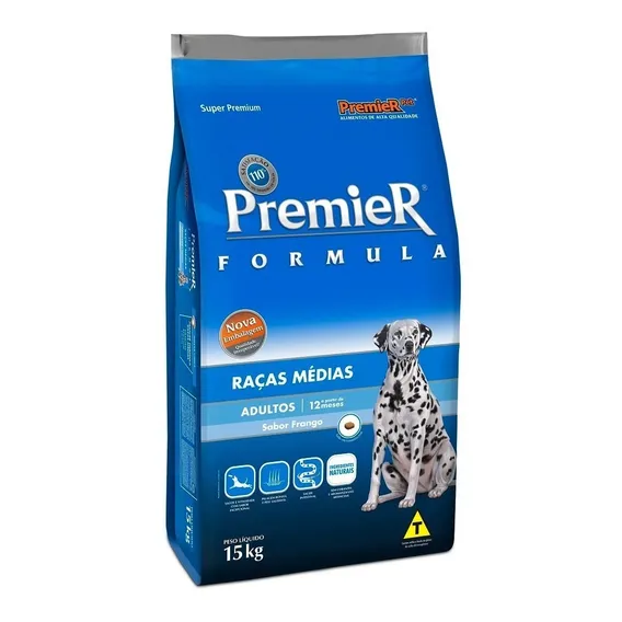 Ração Premier Fórmula Raças Médias Adulto 15kg Foto 1