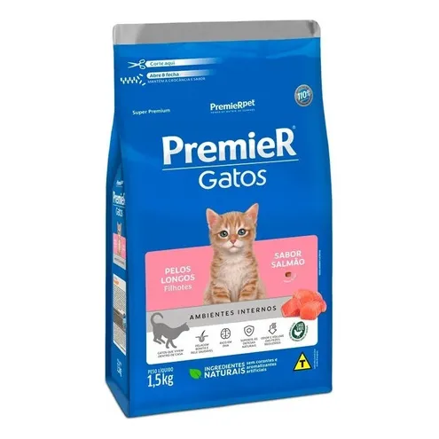 Ração Premier Gato Filhotes Ambientes Internos 1,5kg Foto 1