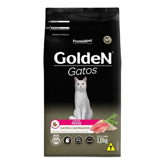 Ração Premier Golden Para Gatos Adultos Castrados Peixe 1kg Foto 1
