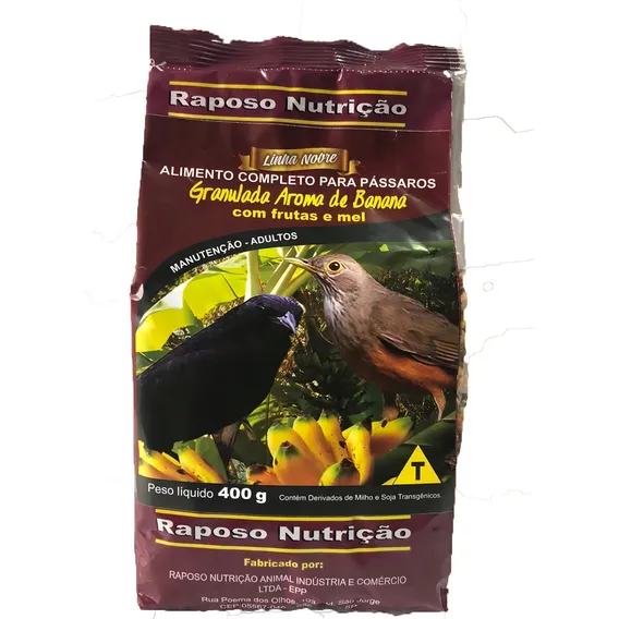 Ração Sabiá Granulada Banana 400g Pássaro Preto Raposo Un08 Foto 1