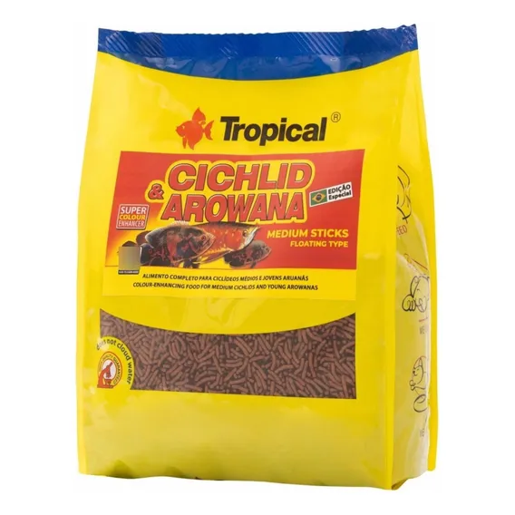 Ração Tropical Cichlid & Arowana large sticks 750g Foto 1