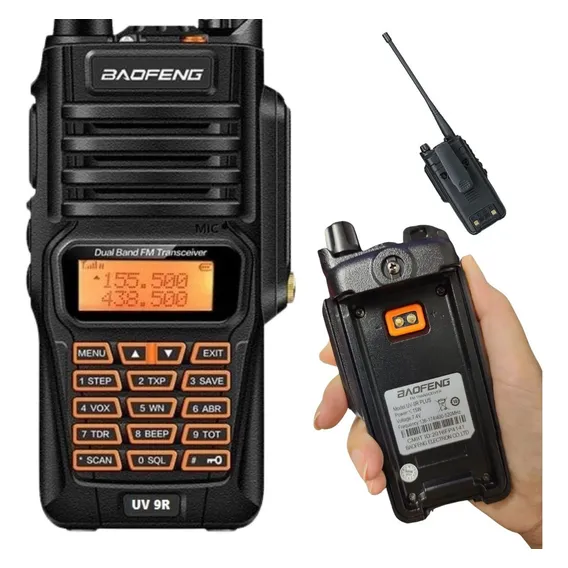 Radio Comunicaçao Uv 9r Plus Baofeng Ip67 Walkie Talk Bandas De Freqüência Dual Cor Preto Foto 1