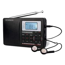 Rádio de viagem portátil de ondas curtas Tivdio V111 Amfm Estr Black Color Foto  mini 1
