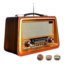 Rádio Estilo Retrô Vintage Am Fm Bluetooth Recarregável 2066 Voltagem 110v/220v Foto  mini 1