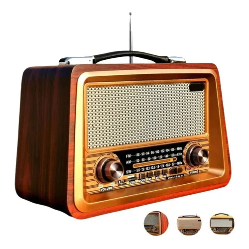Rádio Estilo Retrô Vintage Am Fm Bluetooth Recarregável 2066 Voltagem 110v/220v Foto 1