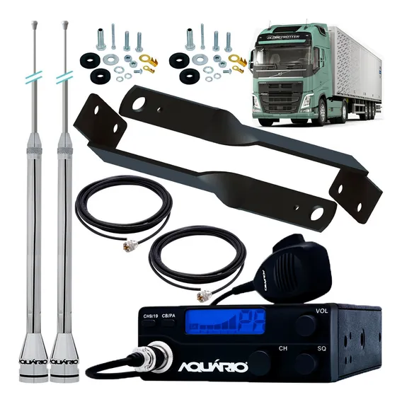 Rádio Px 40 Canais Antena Inox 2,7m Cabo Alongador Volvo Fh Foto 1