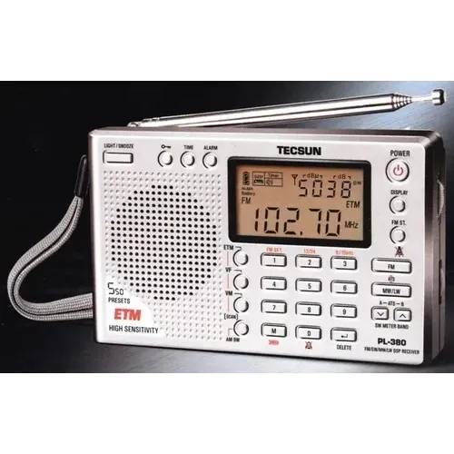 Rádio Receptor Tecsun Pl-380 Dsp Etm Pll Multibanda Prateado Cor Prata pilhas Foto 1
