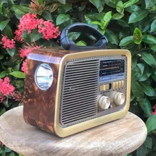Rádio Retro Pilha Tomada Amfm Pendrive Sd Usb Bluetooth Cor Mogno 110v/220v Foto mini 3