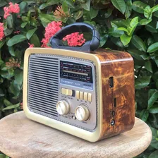 Rádio Retro Pilha Tomada Amfm Pendrive Sd Usb Bluetooth Cor Mogno 110v/220v Foto mini 2