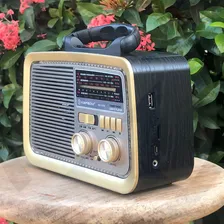 Rádio Retro Pilha Tomada Amfm Pendrive Sd Usb Bluetooth Cor Preto 110V/220V Foto mini  2