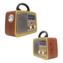 Radio Retro Player Antigo Motoradio Portátil Pilha + Brinde. Cor Madeira-clara 110V/220V Foto mini 3
