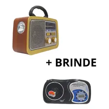 Radio Retro Player Antigo Motoradio Portátil Pilha + Brinde. Cor Madeira-clara 110V/220V Foto mini 1