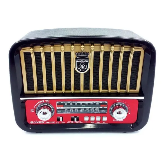 Radio Retro Portátil Bluetooth Recarregável Com Alça 2257 Foto 1