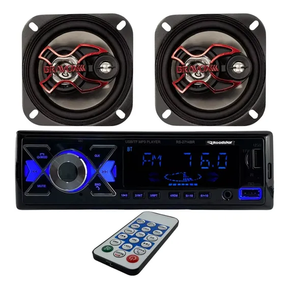 Rádio Roadstar Bluetooth + 2 Alto Falantes 4 Bravox 80w Foto 1