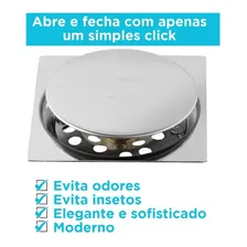 Ralo Click 10x10 Ralo Inteligente Para Banheiro Aço Inox Foto mini 4