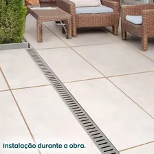 Ralo Grelha Linear Infinito 1 Metro E 20cm Aço Inox 304 Escovado Ralo Para Area Externa Borda Piscina Quintal Varanda Com Caixilho 1,2m X 7cm Vazado Dona D.cor Foto mini  2