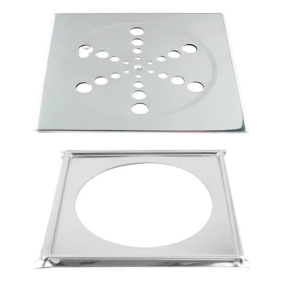 Ralo Grelha P/ Banheiro Quadrado Abre E Fecha Aço Inox 15x15 Foto 1