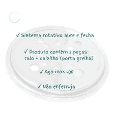 Ralo Grelha Redonda 10cm Rotativa Inox Com Suporte Caixilho Foto mini 4