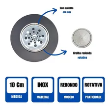 Ralo Grelha Redonda 10cm Rotativa Inox Com Suporte Caixilho Foto mini 3